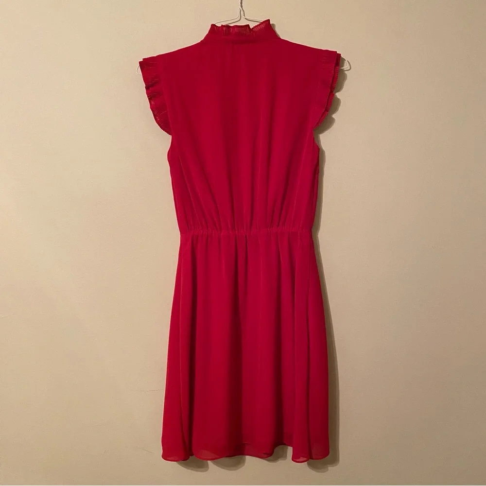 H&M red dress mini length cap sleeves elastic waist flowing material size 0 - Picture 15 of 15